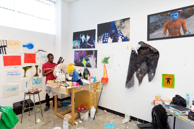 David Torres creating art in his studio