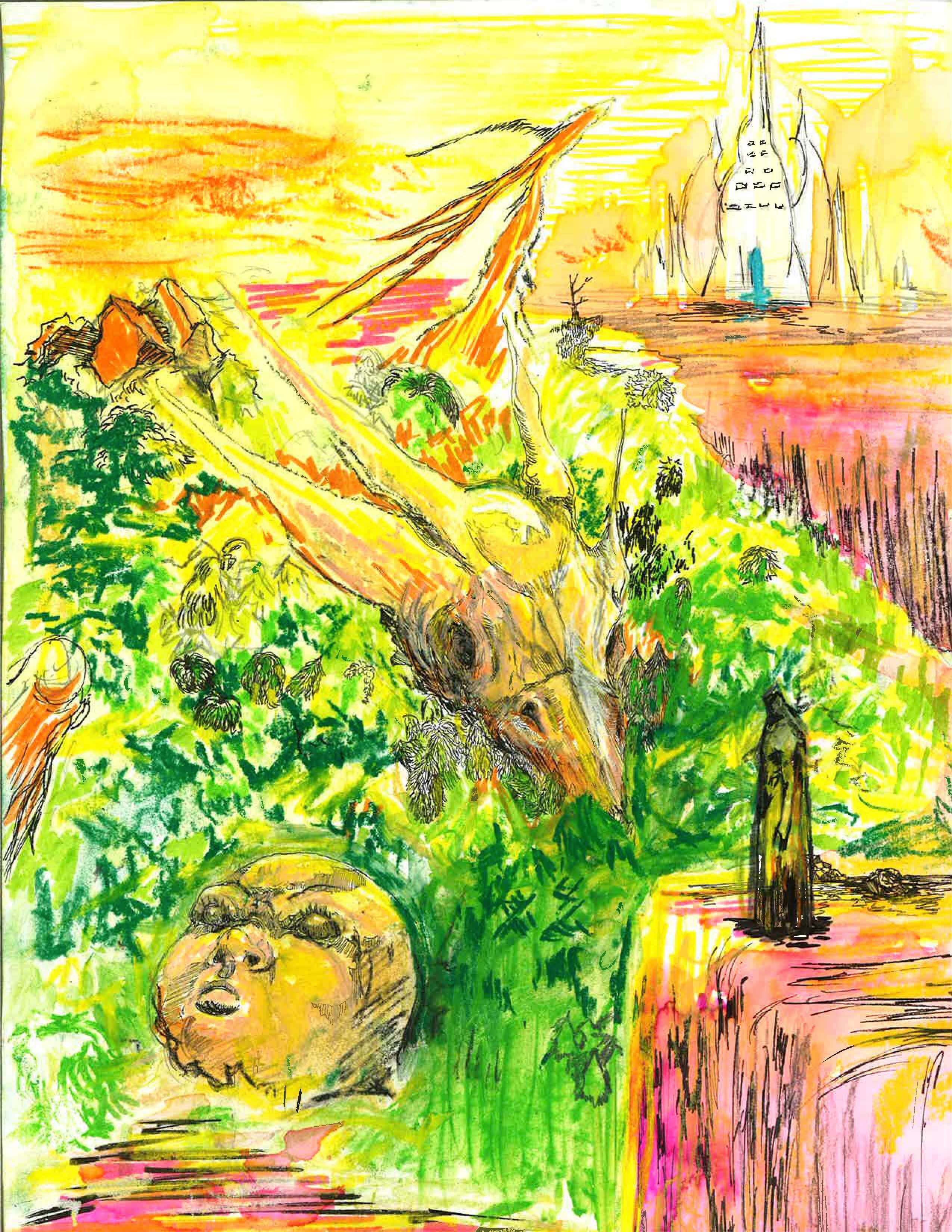 Graveyard to the sun, drawing